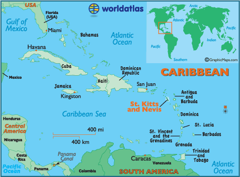 saint kitts and nevis map caribbean